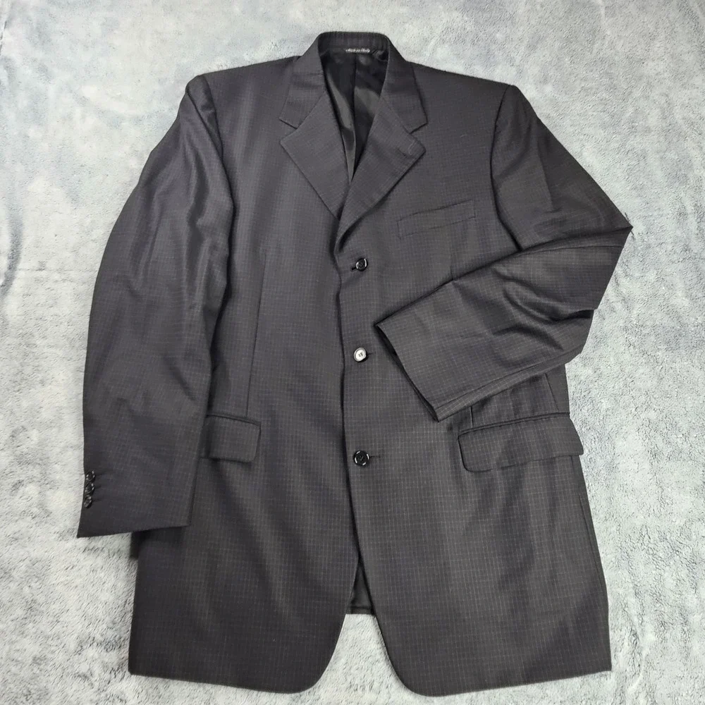 Canali Blazer Mens 44L 100% Wool Sport Coat Jacket Made In Italy Waffle Pattern